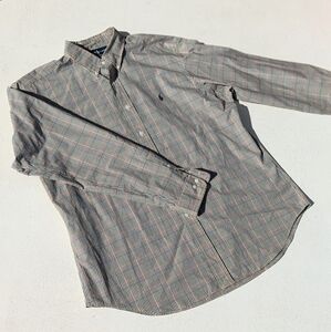 Ralph Lauren | Checkered Long Sleeve Button Down Shirt Sz XL 17 Tan Purple